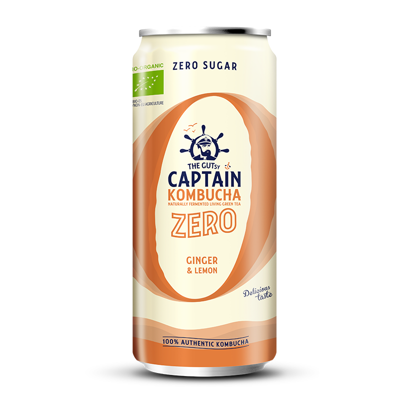 GUTsy Captain Kombucha Zero - Gember en Citroen BLIKJES 20 x 250ml