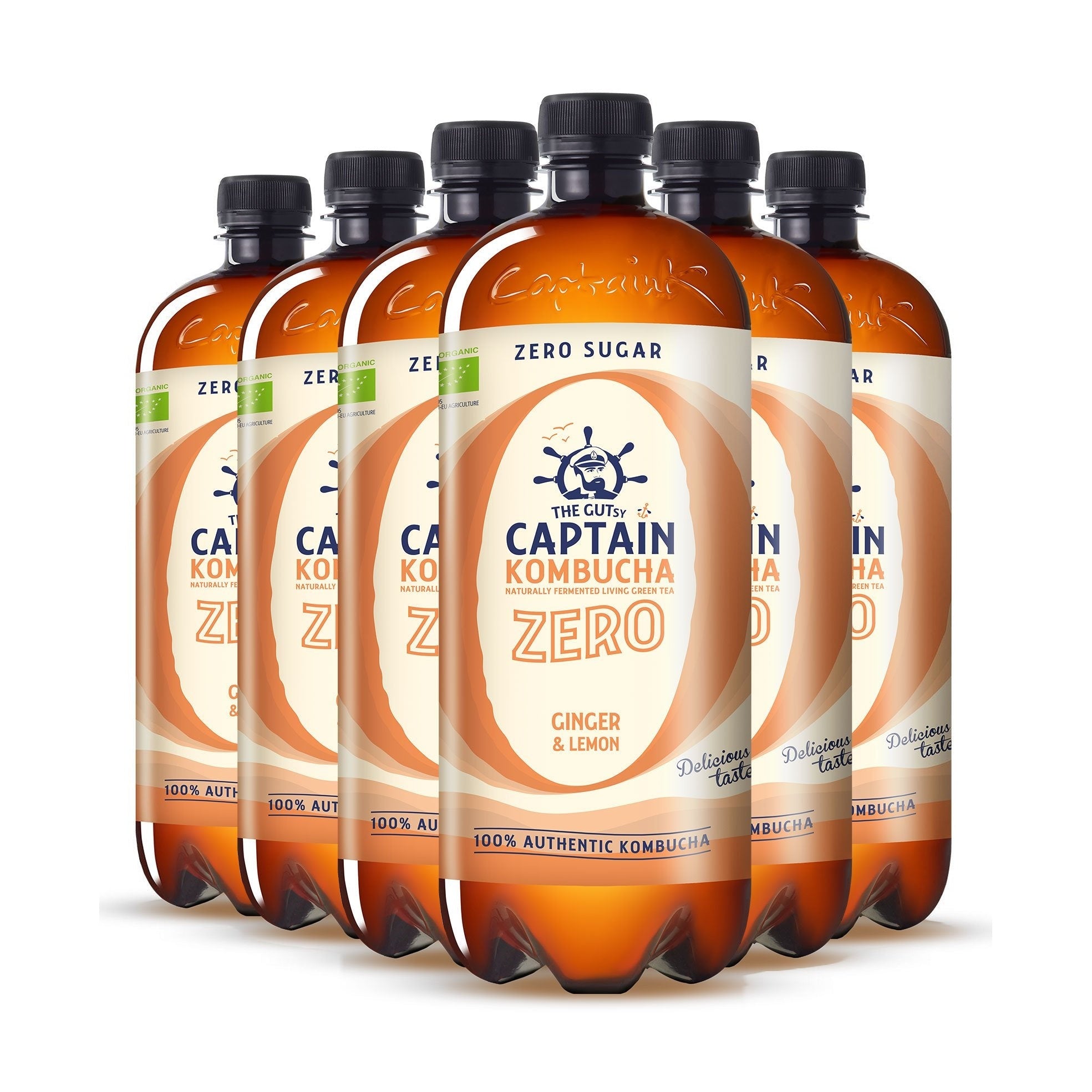 GUTsy Captain Kombucha Zero - Ginger and Lemon 6 x 1L