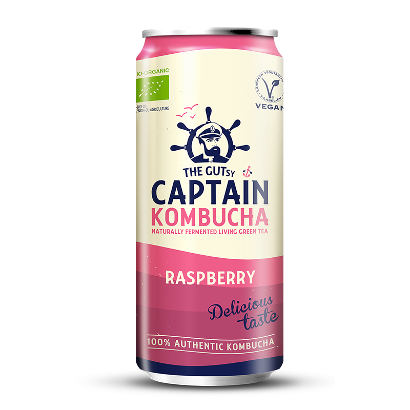GUTsy Captain Kombucha - Framboos BLIKJES 20 x 250ml