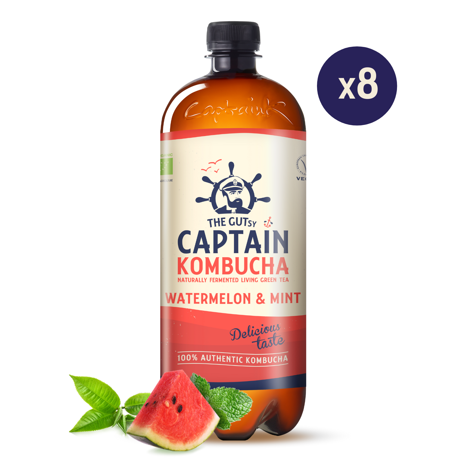 GUTsy Captain Kombucha - Watermeloen en Munt 8 x 1L